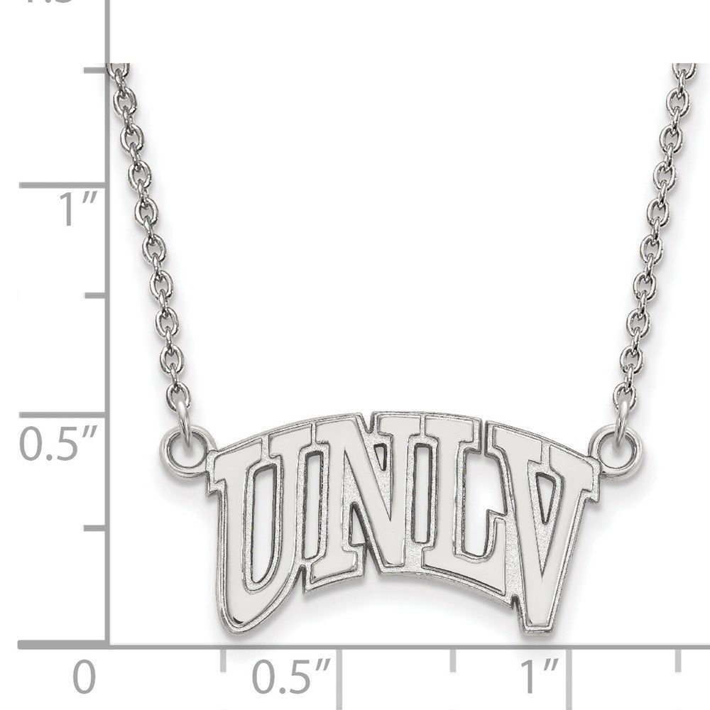 Sterling Silver Rhodium-plated LogoArt University of Nevada-Las Vegas U-N-L-V Small Pendant 18 inch Necklace QSS008UNL-18
