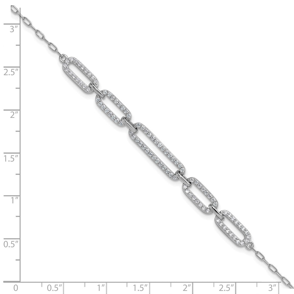 Cheryl M Sterling Silver Rhodium-plated Polished CZ Links with 1.5 Inch Extension Bracelet 8.5 inches