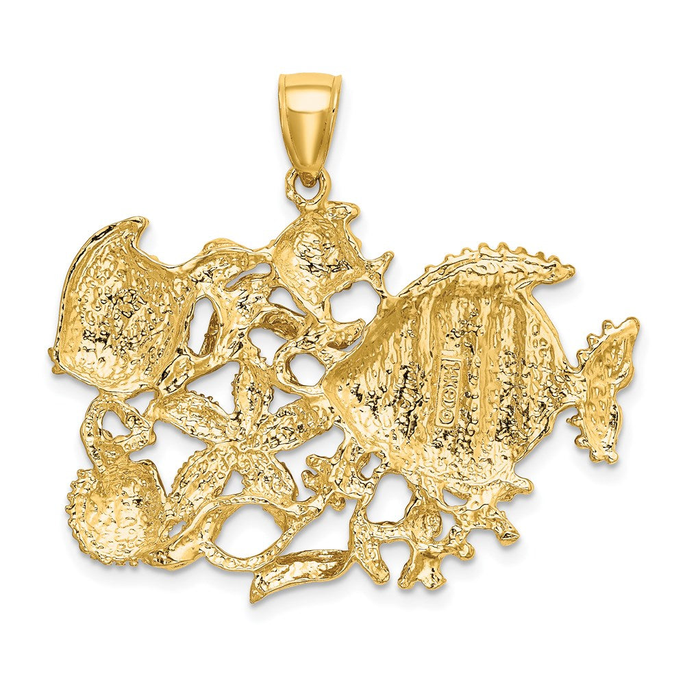 14K Polished /Textured Aquarium Charm