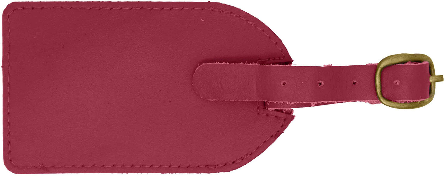 Maroon Leather Luggage Tag with Buckle Strap QGM22550