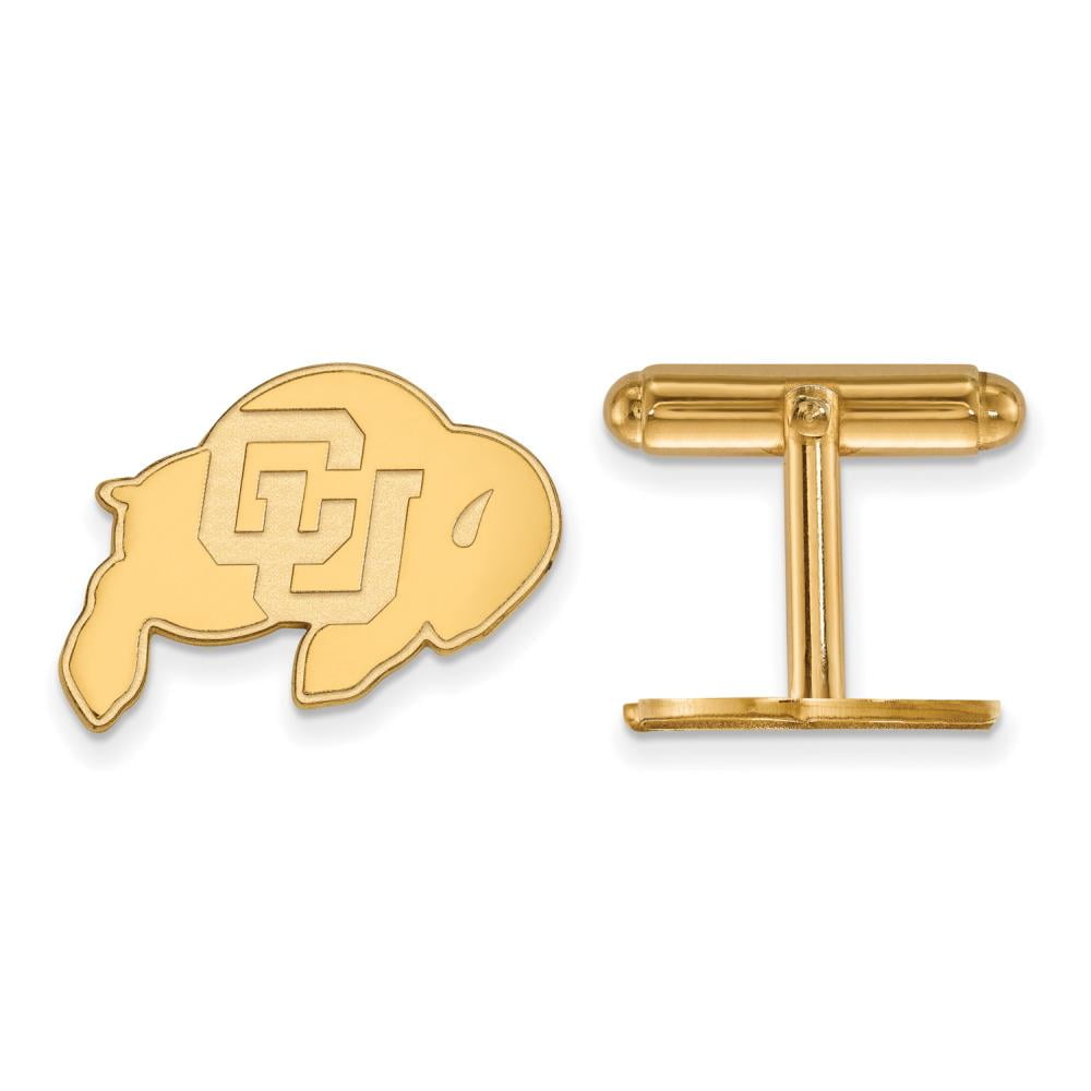 Sterling Silver Gold-plated LogoArt University of Colorado Buffalo Cuff Links QGP010UCO