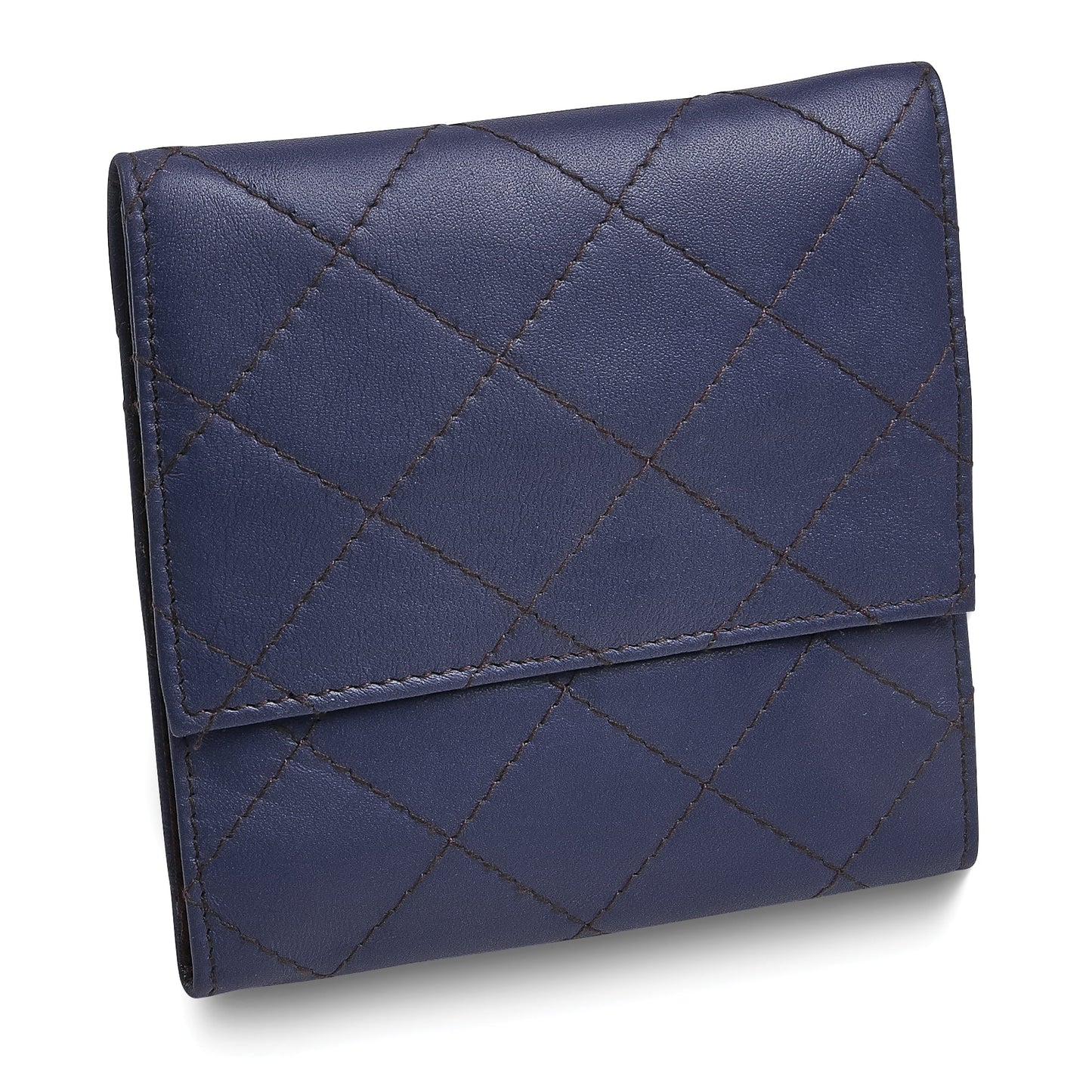 Blue Leather Satin Lined Magnetic Closure Quilted Jewelry Folder GM17723