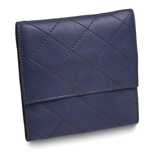 Blue Leather Satin Lined Magnetic Closure Quilted Jewelry Folder GM17723