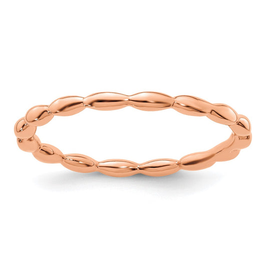 Sterling Silver Stackable Expressions Pink-plated Rice Bead Ring Size -8
