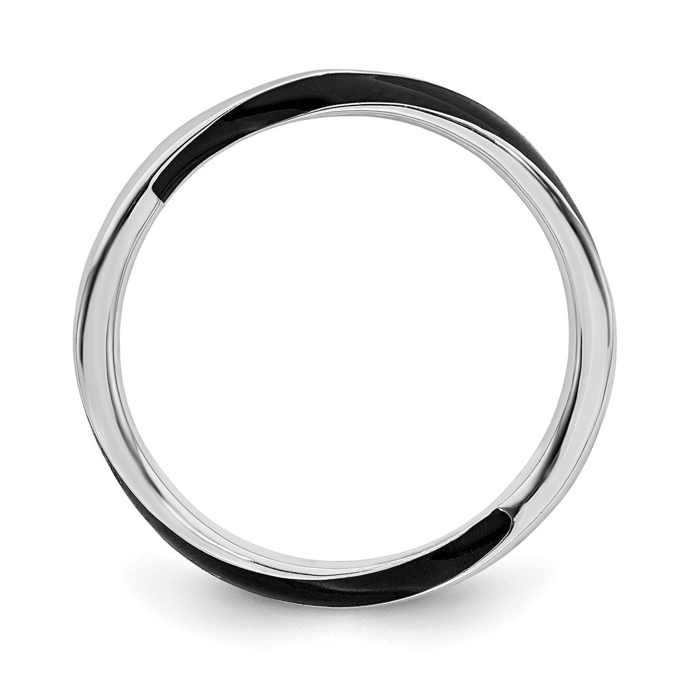 Sterling Silver Stackable Expressions Twisted Black Enameled Ring Size -6