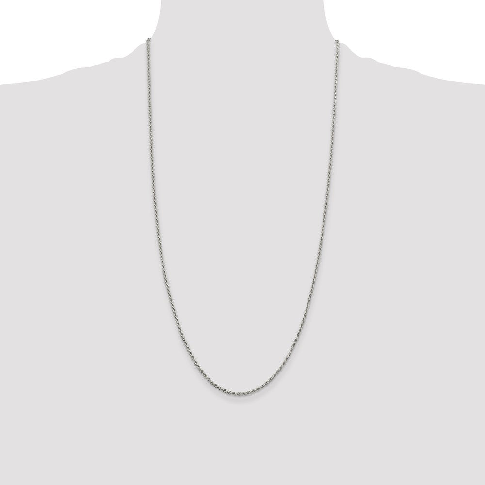 Sterling Silver Rhodium-plated 1.7mm Diamond-cut Rope Chain 28 Inches