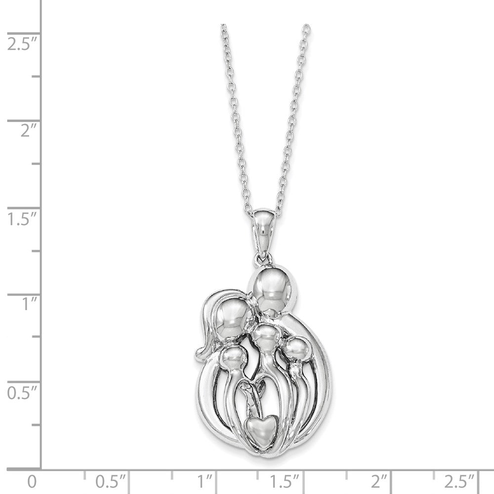 Sentimental Expressions Sterling Silver Rhodium-plated Family of 5 Gathering 18in. Necklace