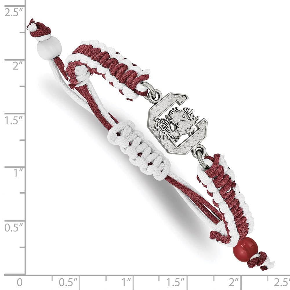 Stainless Steel LogoArt University of South Carolina Adjustable Red Cord Bracelet QST513USO