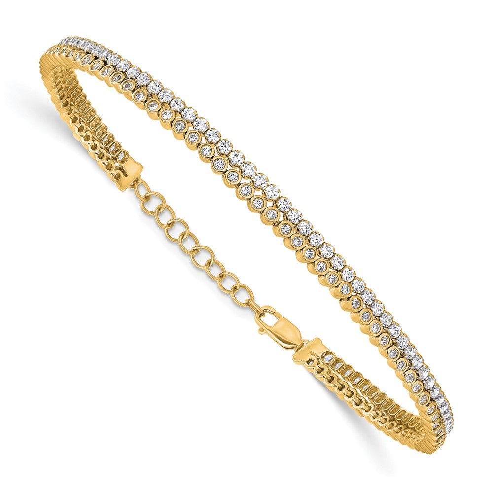 True Origin 14K Yellow Gold 2 7/8 carat Lab Grown Diamond VS+ F+ 7 in with 1 in extension Complete Bracelet