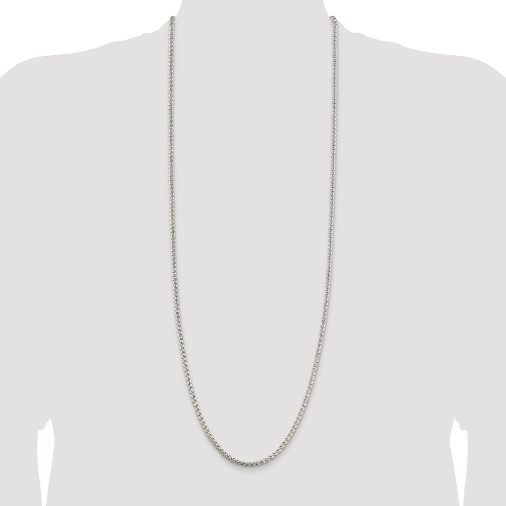 Sterling Silver 3.6mm Round Box Chain 36 Inches
