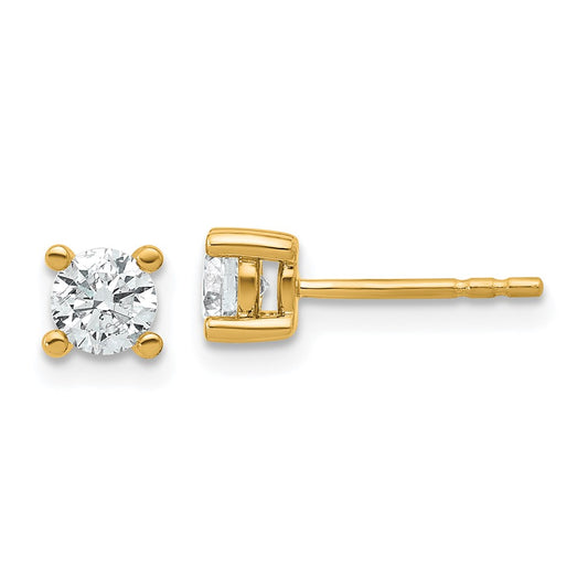 14k Yellow Gold 2/3 ctw Lab Grown Diamond VS+ F+ Round 4 Prong Heavy Wt. Stud Earrings