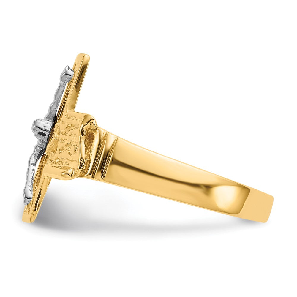 14K Two-tone Crucifix Men's Ring Size 1