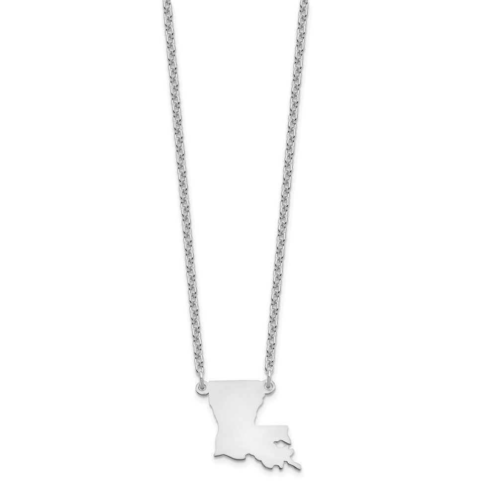 Sterling Silver/Rhodium-plated Louisiana State Necklace