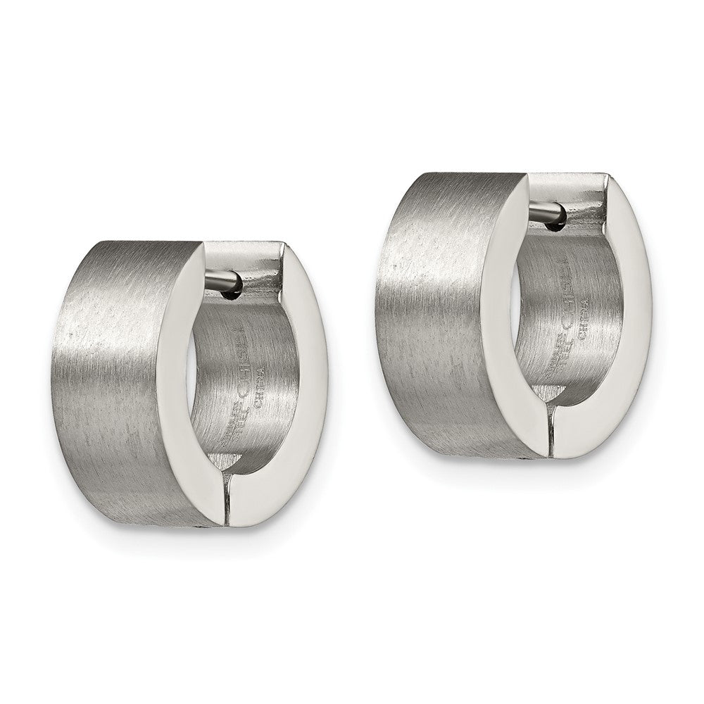 Stainless Steel Brushed Round 5mm Hinged Hoop Earrings