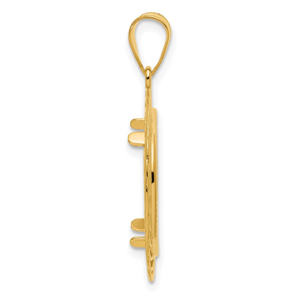 14k Diamond Cut Quad Loop with 16.5mm Prong Coin Bezel Pendant