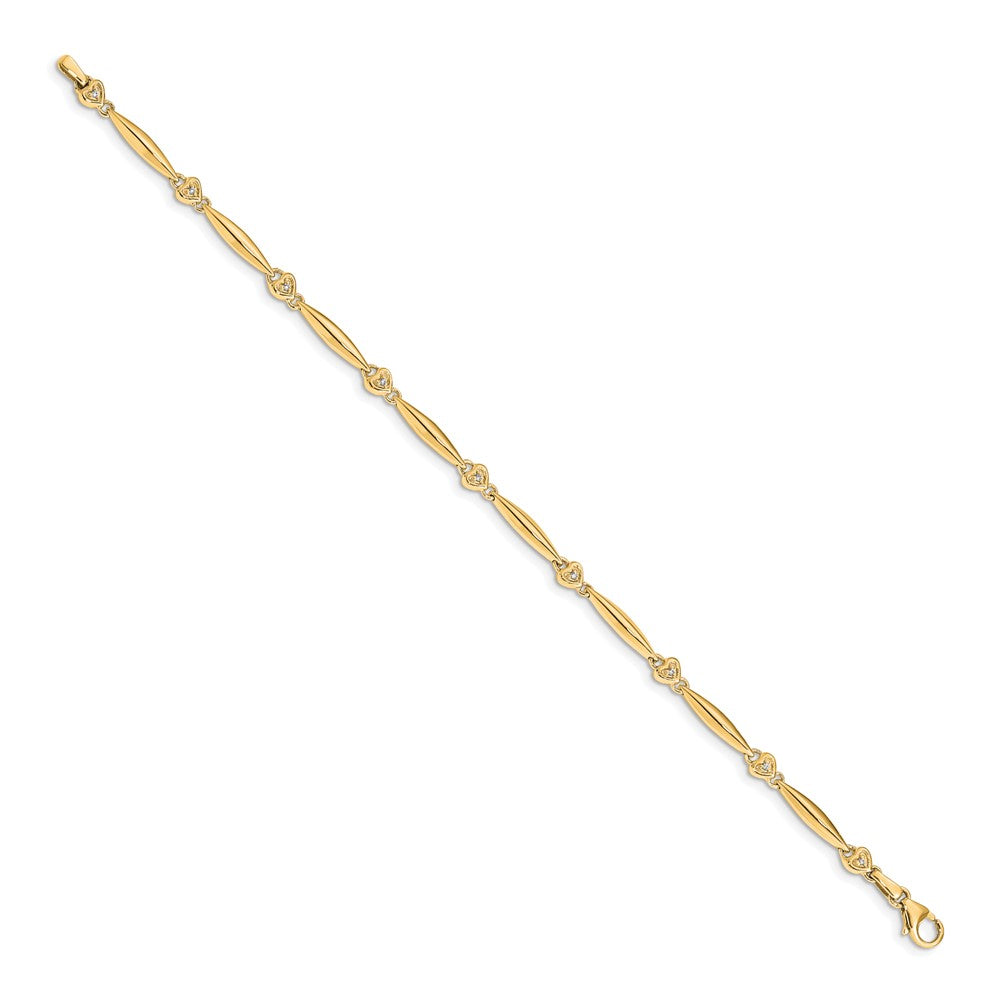 14k Complete 1/20 carat Diamond Heart 7 inch Bracelet