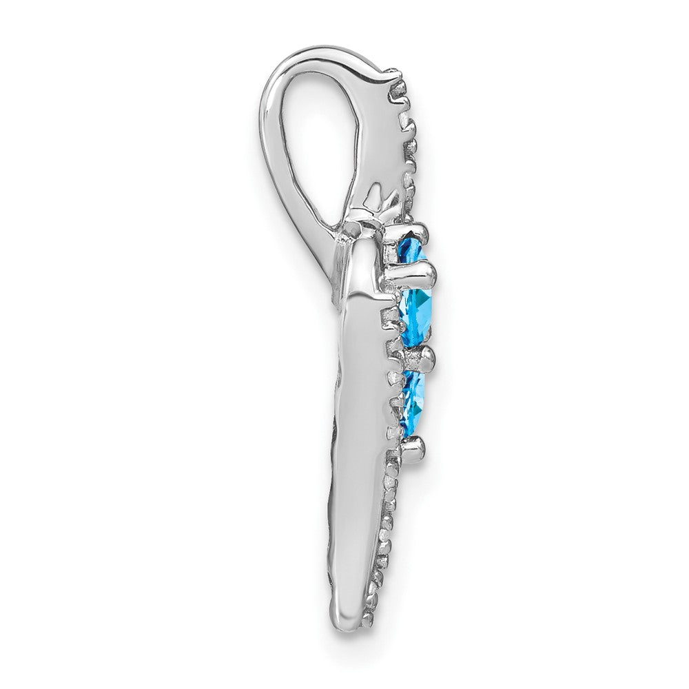 14k White Gold Blue Topaz and Diamond Chain Slide