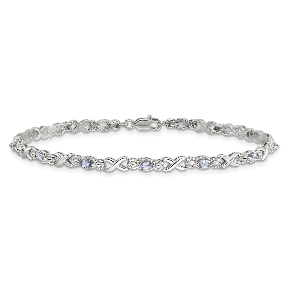 Sterling Silver Rhodium-plated Polished Tanzanite Xs 7.5 inch Bracelet 7.5 inches