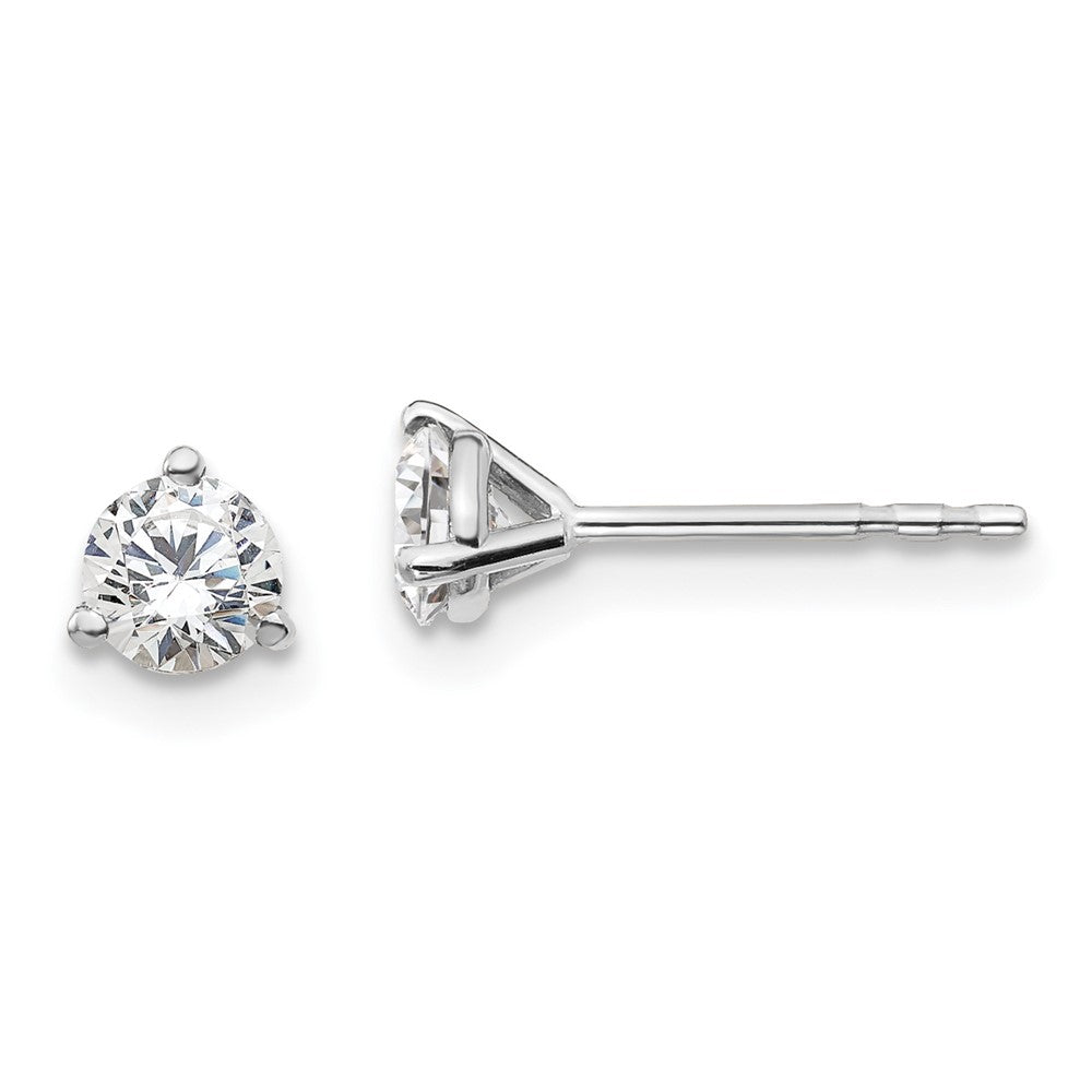 14k White Gold 1/2 ctw Certified Lab Grown Diamond VS+ F+ Round 3 Prong Heavy Wt. Stud Earrings