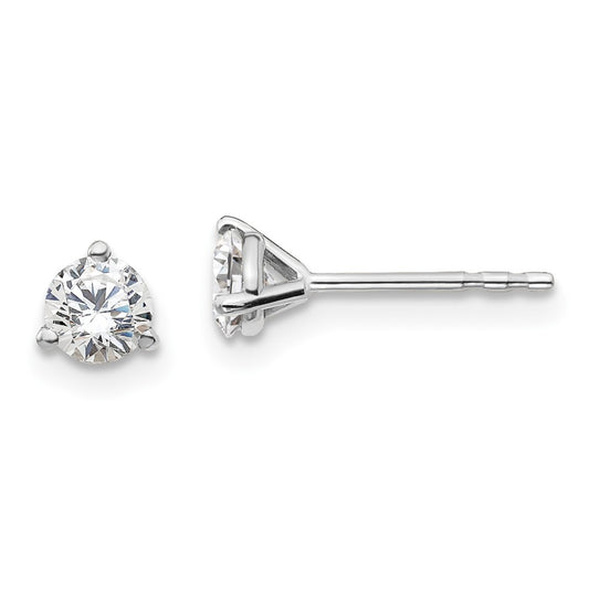 14k White Gold 1/2 ctw Certified Lab Grown Diamond VS+ F+ Round 3 Prong Heavy Wt. Stud Earrings