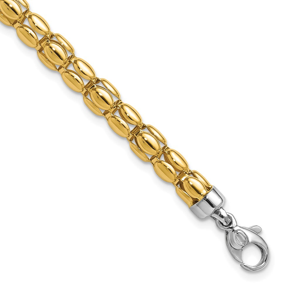 14K Two-tone Polished 5.5mm Popcorn Link Bracelet 7.5  inches