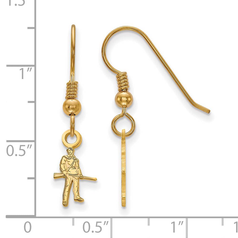 Sterling Silver Gold-plated LogoArt West Virginia University Mountaineer Extra Small Dangle Wire Earrings QGP047WVU