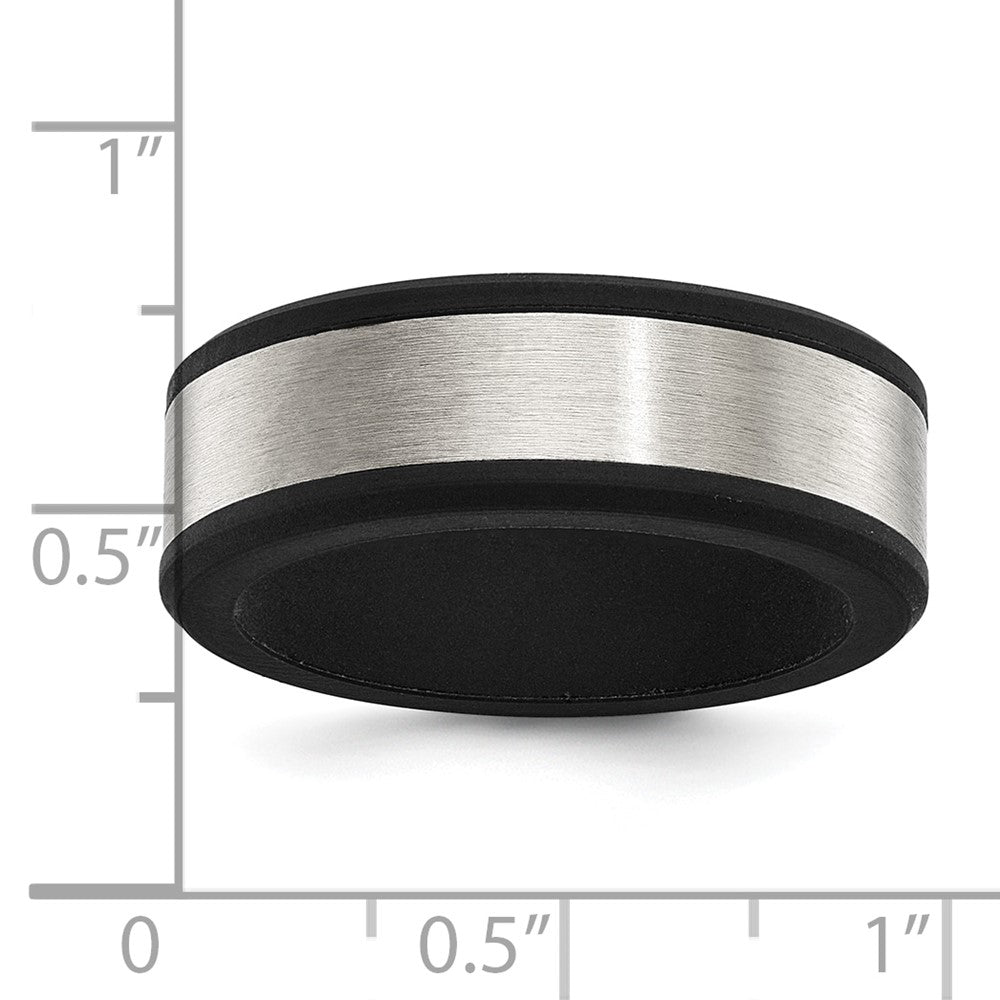 Chisel Stainless Steel Brushed Black Silicone Center 8mm Band Size - 8
