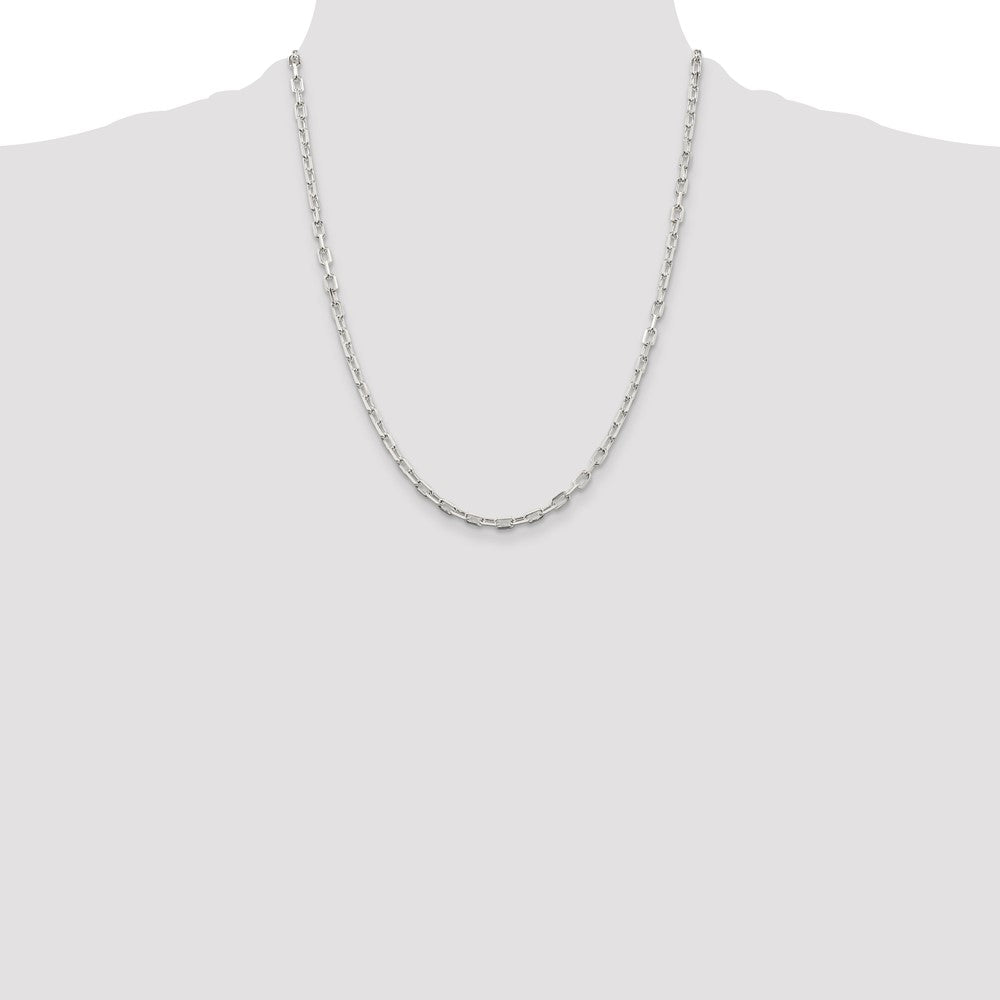 Sterling Silver 3.75mm Diamond-cut Long Link Cable Chain 22 Inches