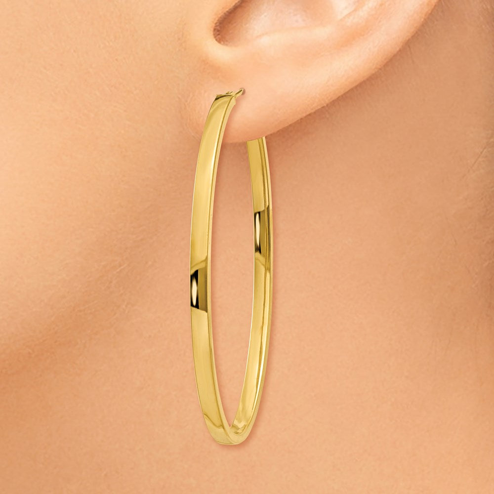14ky 3mm Polished Large Oval Hoop Earrings