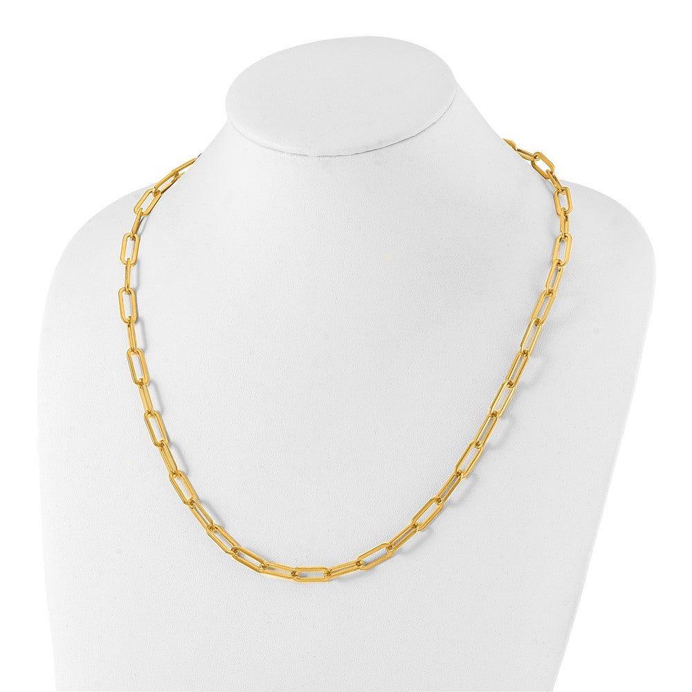 Stainless Steel Polished Yellow IP Open Link Paperclip 24in Chain Necklace