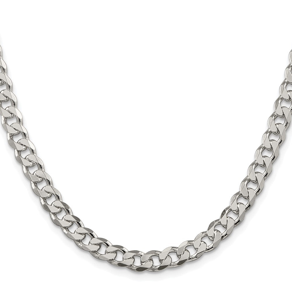 Sterling Silver Rhodium-plated 7mm Pav‚ Curb Chain