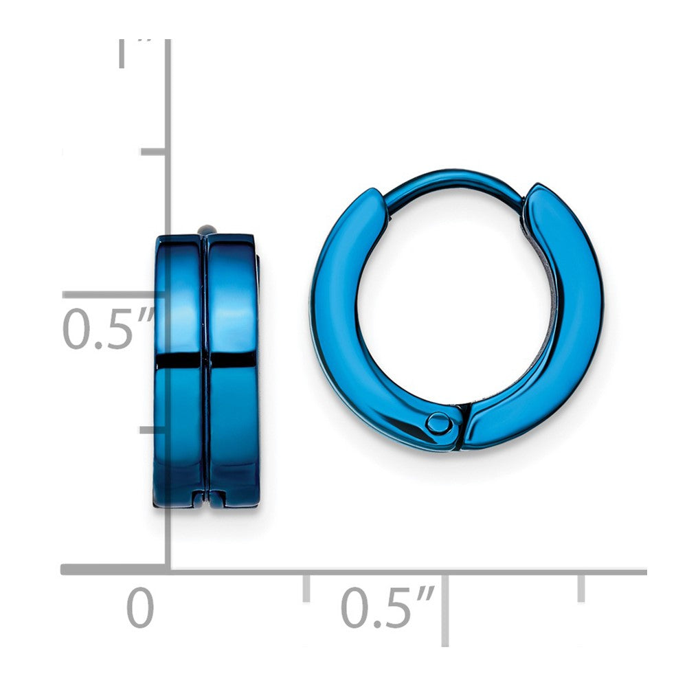 Stainless Steel Polished Blue IP-plated 5mm Hinged Hoop Earrings