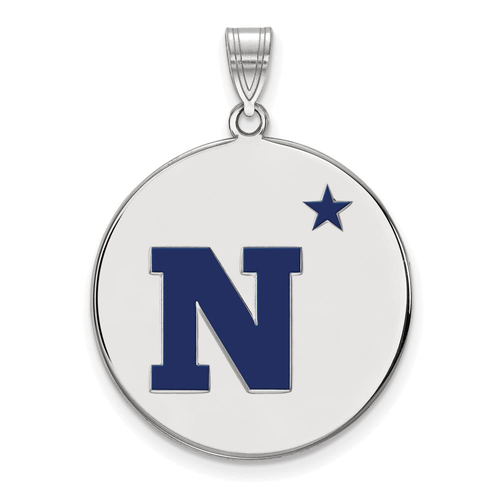 LogoArt Sterling Silver Navy Xlarge Enamel Disc Pendant Necklace