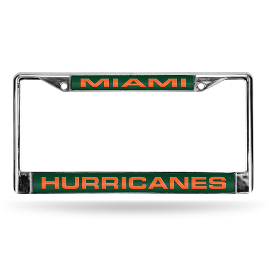 Miami-Hurricane's Chrome Metal Laser Cut License Plate Frame