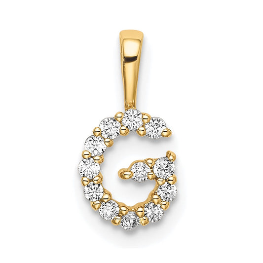 14k 1/8 carat Lab Grown Diamond VS/SI+ G+ Letter G Intitial Pendant