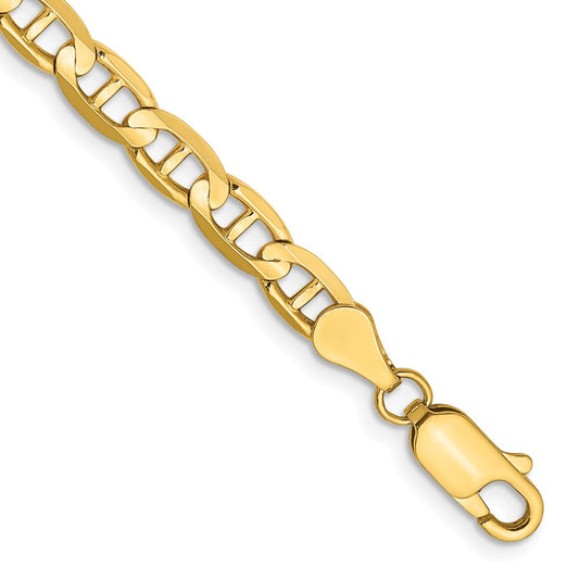 14K 8 inch 4.5mm Concave Anchor with Lobster Clasp Bracelet 8  inches