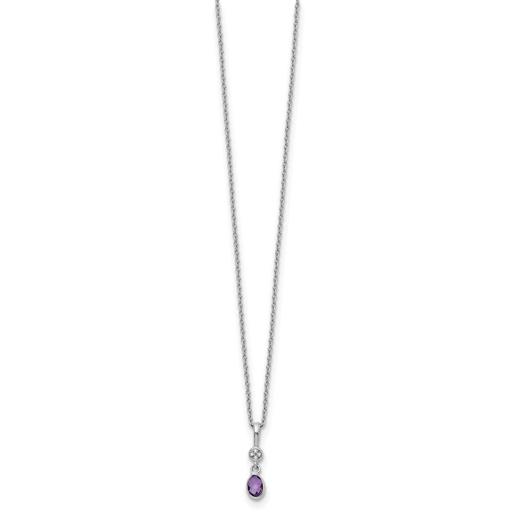 White Ice Sterling Silver Rhodium-plated 18 Inch Amethyst and Diamond Necklace with 2 Inch Extender 18 Inches