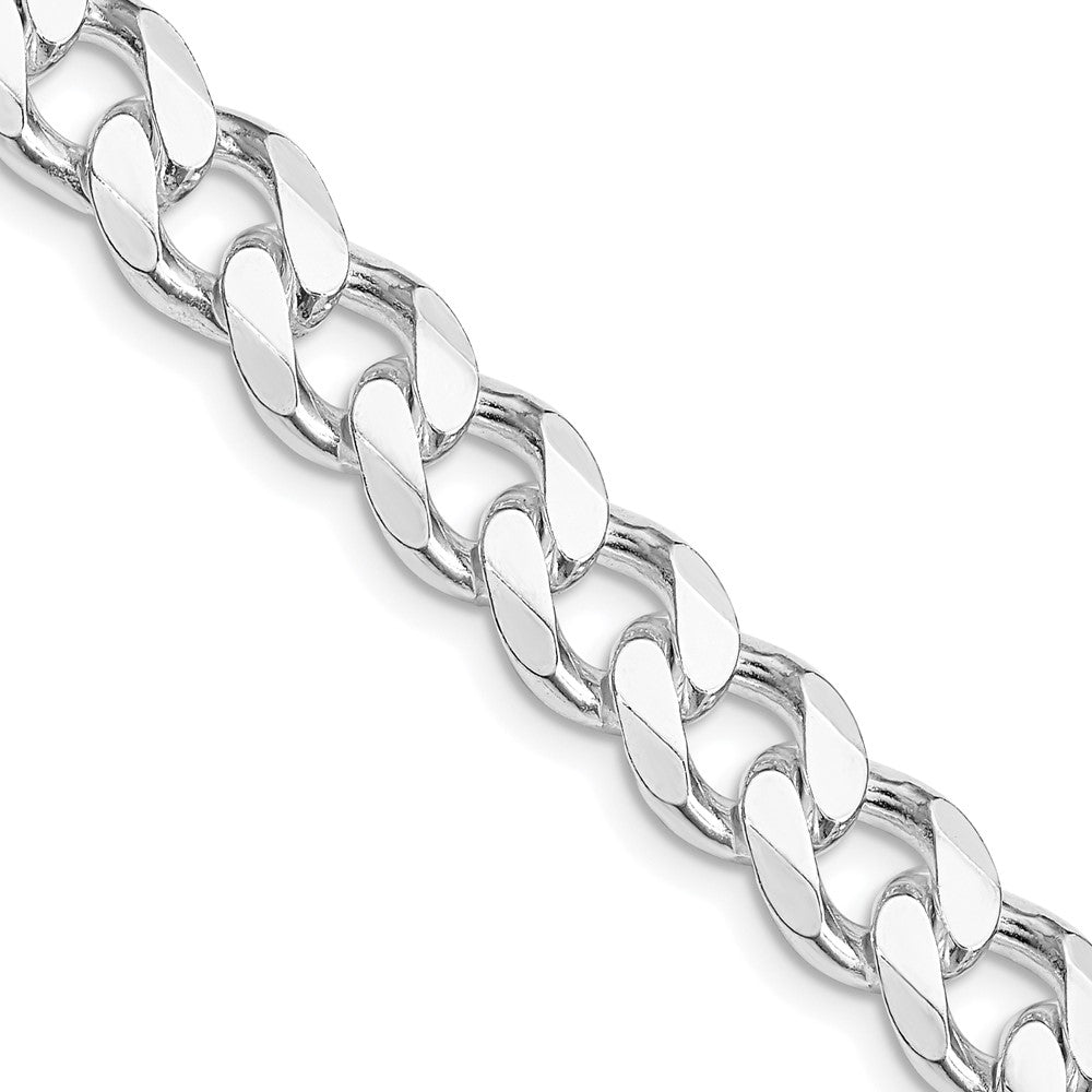 Sterling Silver Rhodium-plated 9.3mm Curb Chain 20 Inches
