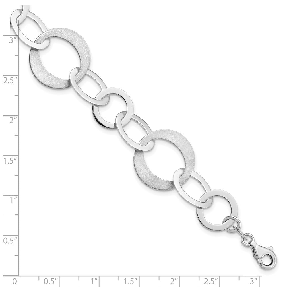 Sterling Silver Rhodium-plated Polished and Brushed Link Bracelet 8  inches