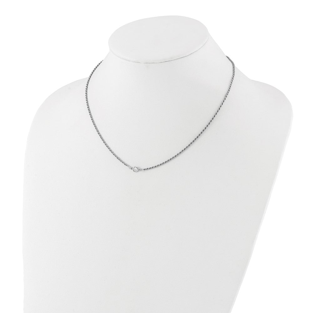 Sterling Silver RH-plated Polished CZ with 1.5in ext. Necklace