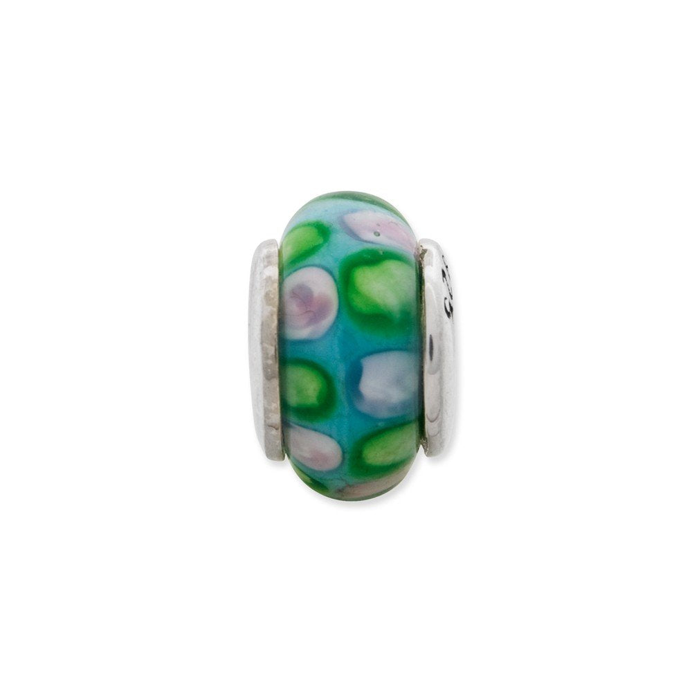 Sterling Silver Reflections Kids Blue Hand-blown Glass Bead