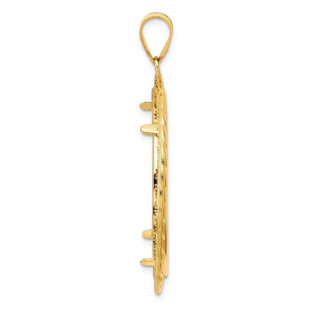 14k Polished Quad Loop with 32.0mm Prong Coin Bezel Pendant
