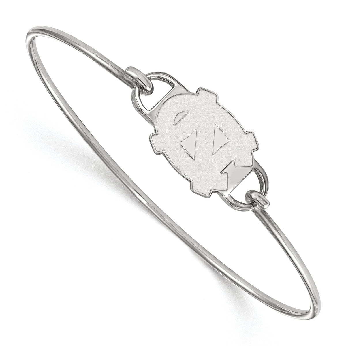 Sterling Silver 7in Official Licensed Collegiate University of North Carolina (UNC) Small Ctr Wire Bangle