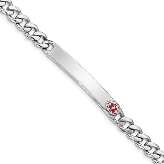 Sterling Silver Rhodium-plated Medical ID Curb Link Bracelet 8 inches