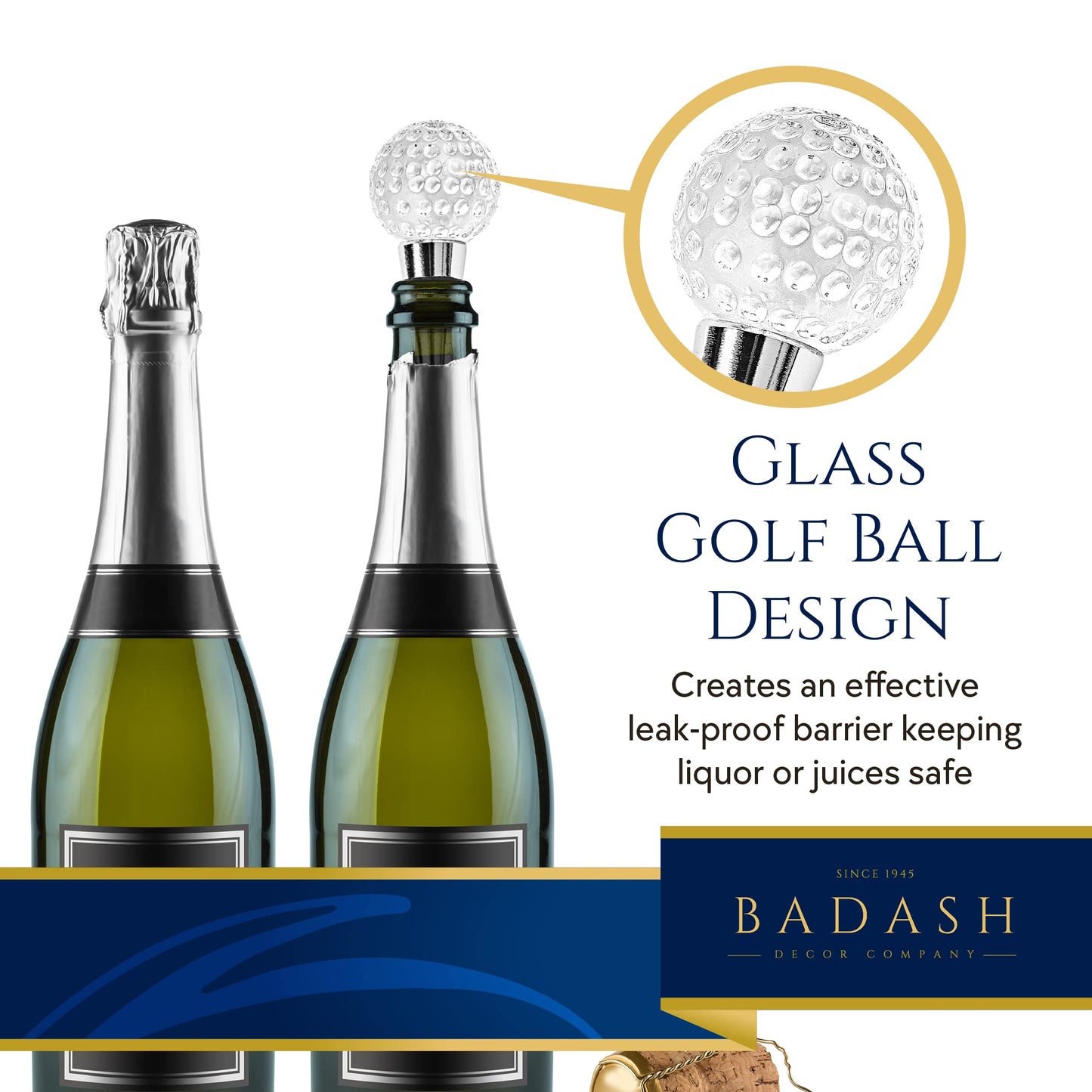 Badash Crystal Golf Ball Silver-tone Wine Stopper QGM6116