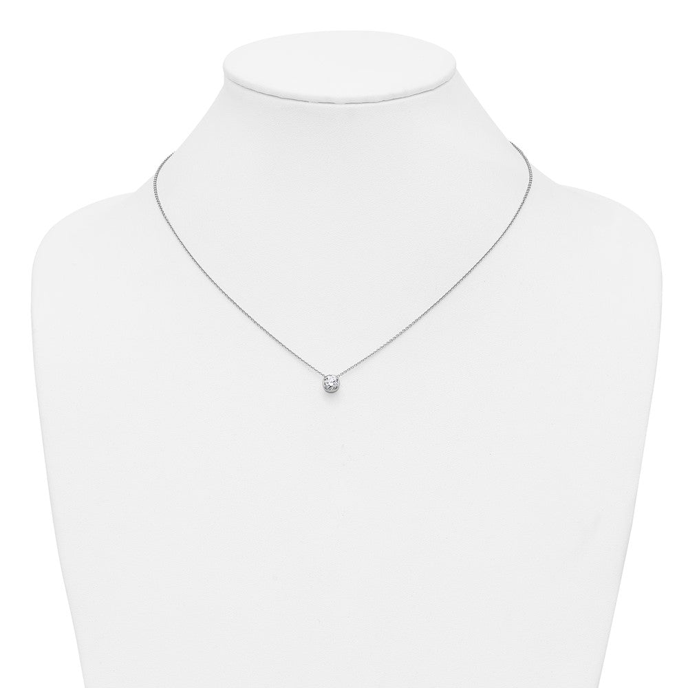 True Origin 14k White Gold 1/2 carat Lab Grown Diamond VS DEF 18 inch Solitaire Slide Necklace