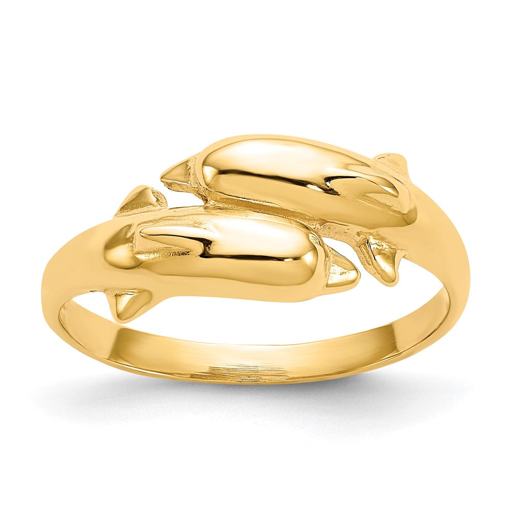 14k Double Dolphin Ring Size 6