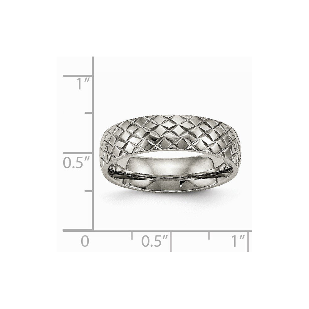 Titanium Polished and Textured 6mm Band Size - 8.5