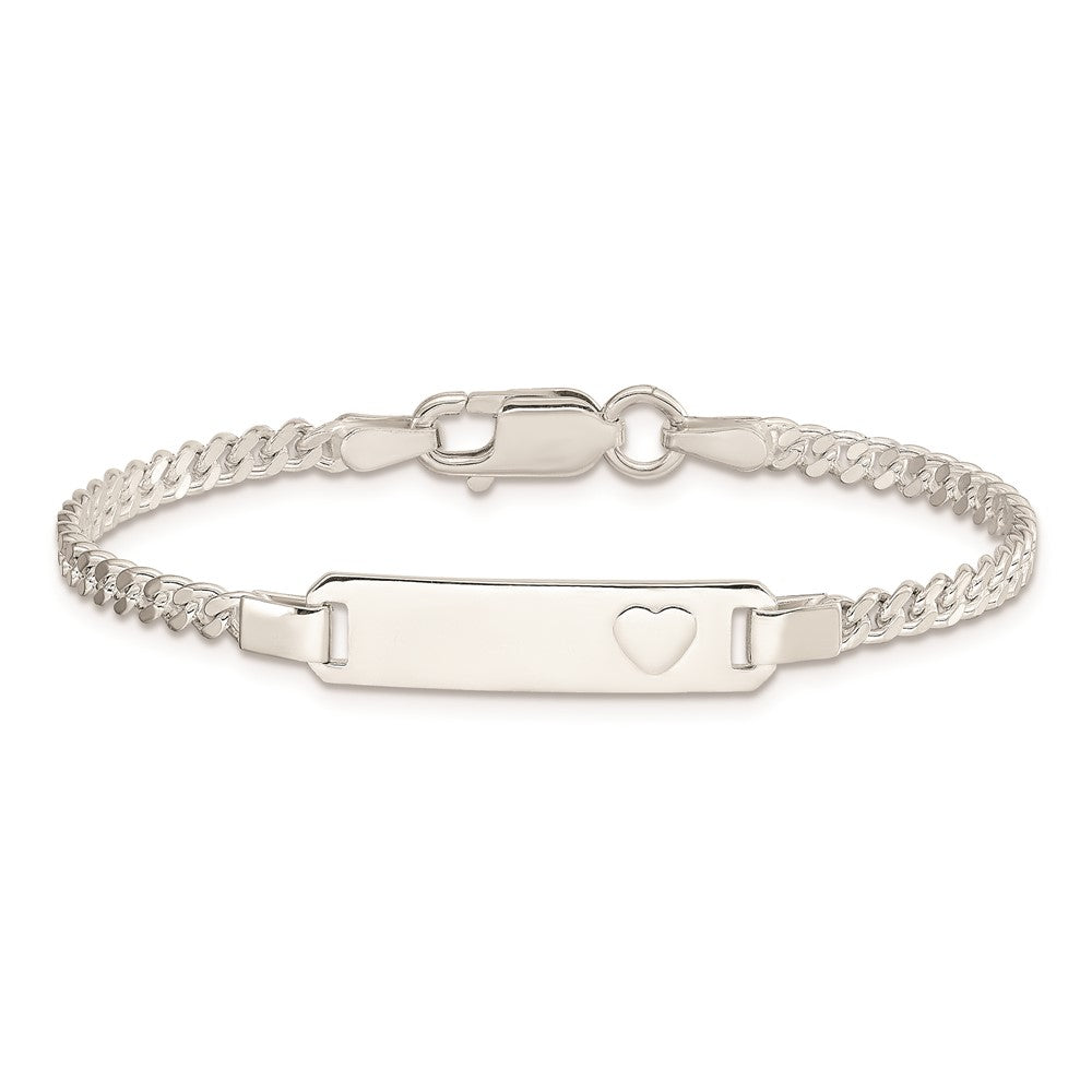 Sterling Silver Baby ID with Heart Bracelet 6 inches