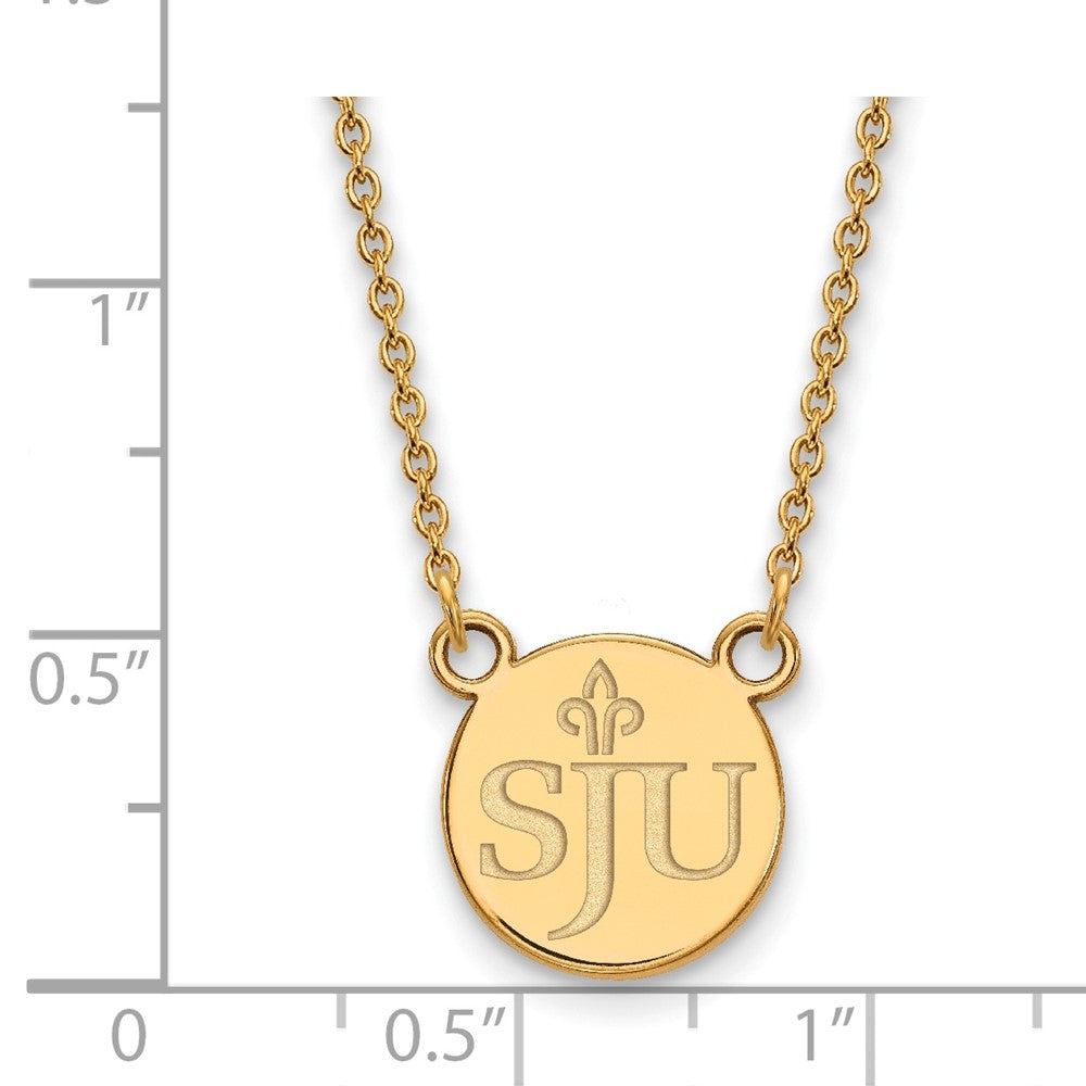 Sterling Silver Gold-plated LogoArt Saint Joseph's University S-J-U Small Pendant 18 inch Necklace